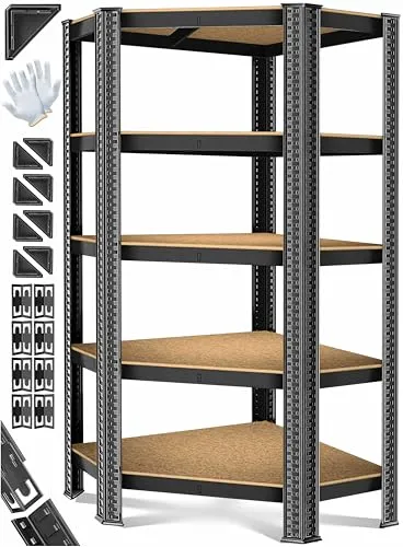 MASKO® Eckregal Schwerlastregal 180x75x40cm - Robustes Eckregal für Werkstatt und Garage, bis 875 kg belastbar mit 5 verstellbaren Ablagen für optimale Raumausnutzung.