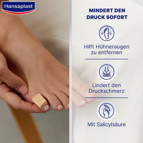 Hansaplast Hühneraugenpflaster - Sanfte Linderung - Effektives Pflaster zur sanften Entfernung von Hühneraugen, reduziert Druck und Schmerzen beim Laufen. Ideal für eine komfortable Fußpflege.