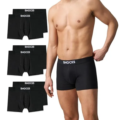 SNOCKS Boxershorts Enge Pants Herren Unterhose (6-St) - Boxer anliegend aus Bio-Baumwolle mit druckfreiem Komfortbund für höchsten Tragekomfort. Ideal für umweltbewusste Männer.