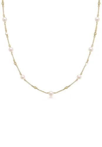 Elli Perlenkette Erbskette mit Süßwasser-Zuchtperlen - Edle 40 cm lange Erbskette aus handgefertigten 925er Silber und glänzenden Süßwasser-Zuchtperlen – der perfekte Schmuck für jeden Anlass!