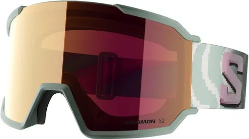 SALOMON S/View 3 ML Schneebrille 2026 - iceberg green/ruby - Erlebe klare Sicht und optimalen Komfort mit der SALOMON S/View 3 ML Schneebrille. Ihr schlankes Design und die zylindrische Scheibe bieten ein breites Sichtfeld für unvergessliche Abenteuer auf der Piste.
