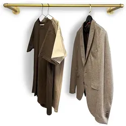 RSR Hangers Kleiderstange Gold - Industrieller Stil für Wandmontage - Kleiderstangen im industriellen Loft-Style, breitere Nutzungsmöglichkeiten als Garderobe oder Handtuchhalter, ideal für moderne Wohnstile und platzsparend.