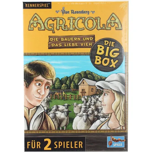 Lookout-Games Agricola - Die Bauern und das liebe Vieh - Big Box - Erlebe die spannende 2-Spieler-Edition von Agricola! Die Big Box enthält das Grundspiel und beide Erweiterungen, ideal für strategische Duelle mit hochwertigem Holzspielmaterial.