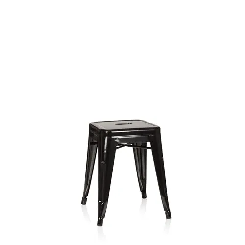 hjh OFFICE 645000 VANTAGGIO Metall Hocker Schwarz - Stapelbarer Barhocker im modernen Industry-Design aus robustem Metall, ideal für Gastronomie und Zuhause. Leicht zu reinigen und bis 150 kg belastbar.