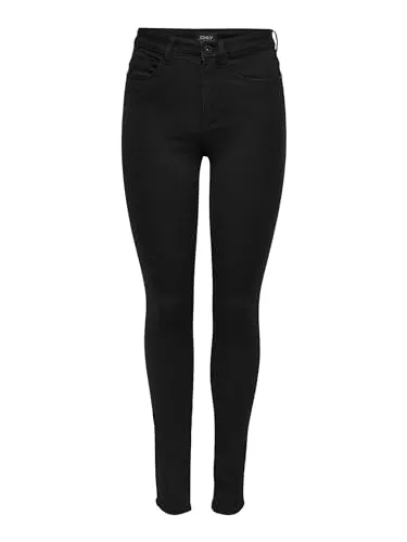 ONLY Damen Onlroyal High Sk Pim600 Noos 15093134 Jeans, Schwarz - Skinny Jeans mit hoher Taille, aus 69% Baumwolle und 29% recyceltem Polyester, ideal für einen nachhaltigen und stylischen Look.