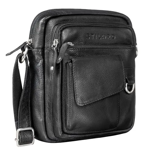 STILORD 'Ryan' Crossbody Tasche Herren - Vintage Leder Umhängetasche - Messenger-Bag aus echtem Leder im stylischen Vintage Look. Ideal für 9,7 Zoll iPads und DIN A5 Dokumente, mit praktischen Außenfächern für schnellen Zugriff auf Wertsachen.