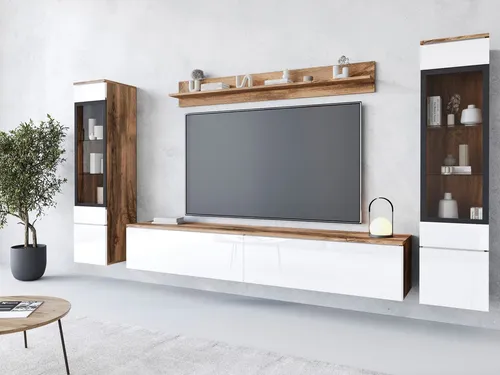 INOSIGN Wohnwand VERA II, Komplett-Set 4-St, Mediawand 260 cm - Wohnzimmerschrank mit 2 Vitrinen und Lowboard, modern und grifflos, ideal für kleine Räume, bietet viel Stauraum und hochwertige Verarbeitung.
