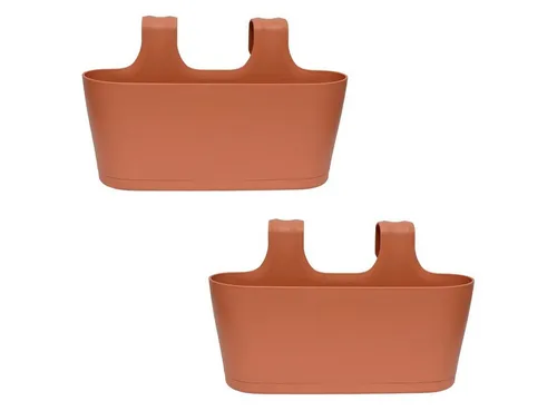 Engelland Blumenkasten Blumentopf zum Hängen - 2er Set - Blumenkästen mit 5,5 Liter Fassungsvermögen, UV- und frostbeständig. Ideal für Balkon, einfach zu montieren und mit Wasserauffangschalen für optimale Pflanzenpflege.