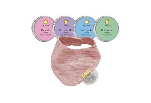 Löwenkind Baby Startklar-Set mit Halstuch und Kräuterpads - Vielseitiges Set für die Kleinen: Mit 4 natürlichen Kräuterpads und einem Halstuch aus 100% Bio-Baumwolle. Ideal für unruhige Nächte und die Erkältungszeit – ganz ohne Chemie!