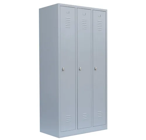 Steelboxx Spind Garderobenschrank - 3 Abteile, 1800 mm hoch, komplett montiert - Vielseitiger 3-Abteil-Garderobenspind aus langlebigem Stahl, ideal für Umkleide- und Sozialräume. Komplett verschweißt und sofort einsatzbereit - keine Montage erforderlich.