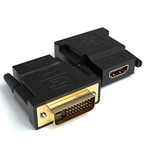 JAMEGA - HDMI auf DVI Adapter 2er Pack | HDMI A Buchse auf DVI Stecker | 4K Ultra HD Full HD 1080P HDTV Konverter | Kontakte vergoldet