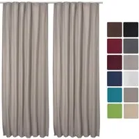 Beautissu Amelie Luna Vorhang 2er Set, Sand - Thermogardine 140x245cm - Fertiggardinen mit Kräuselband, ideal für optimale Lichtregulierung und Energieeffizienz, schonend waschbar bei 30°C.