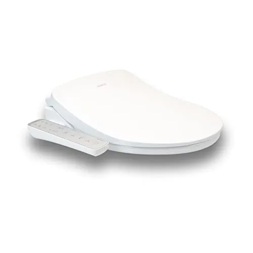 MEWATEC Dusch-WC-Sitz D300 2.0 - Flacher Dusch-WC mit Warmluftföhn - Toilettendeckel mit innovativem flachen Design, integrierter Ladydusche und mehrstufigem Warmluftföhn für maximalen Komfort und Hygiene im Bad.