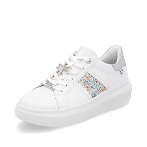 Rieker Damen Low-Top Sneaker W1202 - Laufschuhe für Damen mit hochwertigem Glattleder-Obermaterial, das für ein optimales Fußklima sorgt. Ideal für Freizeit und Sport mit bequemer, flacher Sohle.