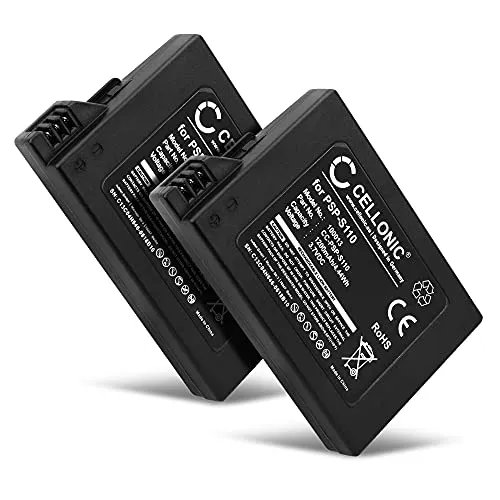 CELLONIC 2X Akku für Spielekonsole Kompatibel mit Sony PSP Slim & Lite 2, PSP Slim & Lite 3, PSP-S110 - (1200mAh, 3.7V)