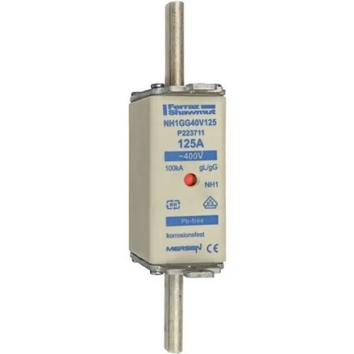 Mersen NH gG Sicherungseinsatz NH1GG40V160 - Leistungsschalter für hohen Schutz, 160 A, 400 V, 100 kA Abschaltvermögen, ideal für Geräte- und Leitungsschutz in industriellen Anwendungen.