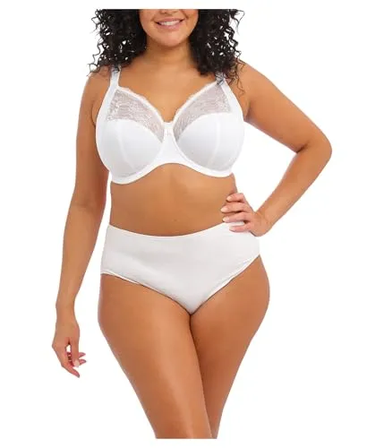 ELOMI Damen Morgan Underwire Banded Stretch Lace Bra BH, Weiß, 80K - Funktionsunterwäsche mit voller Abdeckung, aus leistungsstarker Stretch-Spitze für eine wunderschön abgerundete Form und optimalen Tragekomfort.