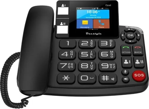 Onestyle Opal, SIM Desktop Mobiltelefon, schwarz 2G, Mobilfunk Tischtelefon, Akku, Ladegerät, Kurzanleitung