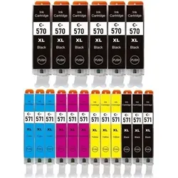 kompatible Druckerpatronen  - 6 x PGI-570 XL black & je 3 x CLI-571 XL black, cyan, magenta und yellow für Canon Pixma MG5750, MG5751, MG5752, ... 18