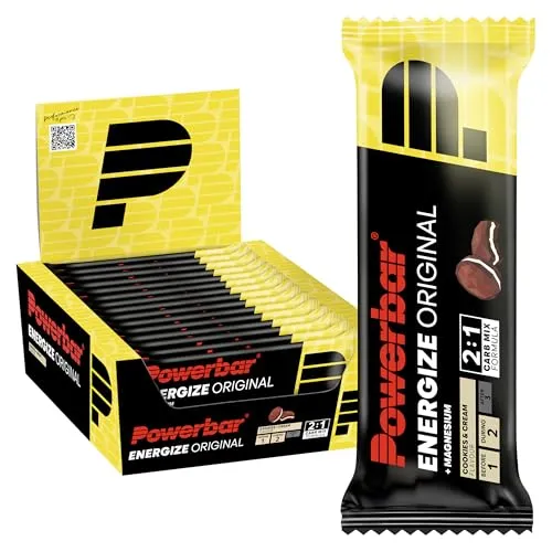 Powerbar Energize Original Cookies&Cream - 15x55g - Gewichtsmanagement Riegel mit C2MAX für optimale Energieversorgung, ideal für Wettkämpfe – leicht zu kauen und mit extra Natrium & Magnesium.