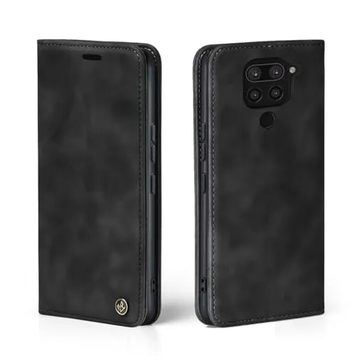 LBH Handyhülle für Xiaomi Redmi Note 9 in Schwarz mit Karten- und Geldfach Smartphone Hülle mit Standfunktion Flip Case Schutzhülle Magnetverschluss Vintage