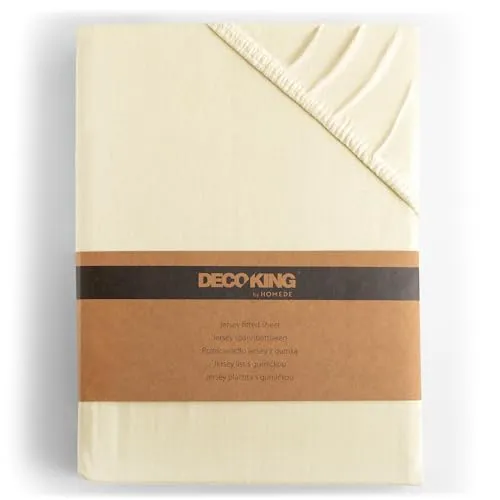 DecoKing Spannbettlaken 180x200 cm - Amber Collection - Hochwertiges Jersey Spannbettlaken aus 100% gekämmter Baumwolle, geeignet für Matratzen bis 28 cm Höhe. Öko-Tex Standard 100 zertifiziert, farbecht und trocknergeeignet für höchsten Komfort.