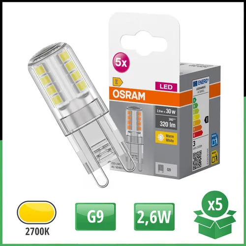 OSRAM HOMELIGHTING LED G9 Spezialform 2.6W - Energiesparlampen, quecksilberfrei und ideal für dekorative Lichtakzente in Wohnräumen, Gastronomie und Büros. Geringer Energieverbrauch für nachhaltiges Licht.
