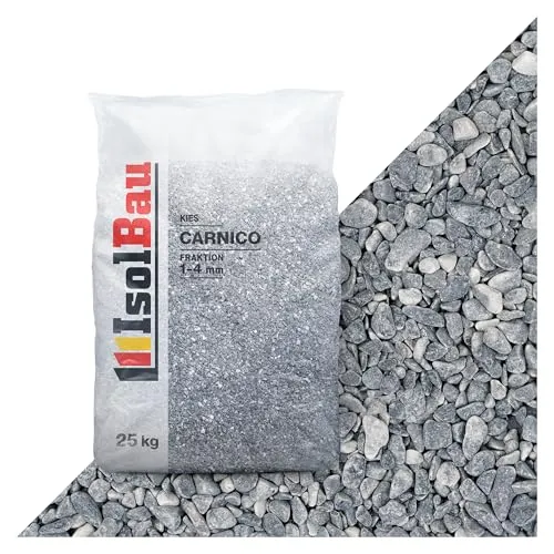 Isolbau - Zierkies 25 kg - Marmorkies 1-4 mm - Deko-Steine für Garten, Steinteppich, Aquariumkies, Ziersplitt Natursteine Gartenkies Wegkies Teichkies für Innen und Außen - Grigio Carnico