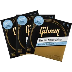 Gibson SEG-BWR10 Brite Wire Reinforced 010-046 3er Set - 3er-Set Gitarrensaiten aus kohlenstoffreichem Stahl für hohe Langlebigkeit und brillante Klangqualität, ideal für leidenschaftliche Musiker. Entwickelt von Meistergitarrenbauern.