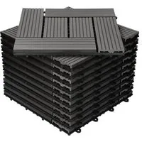 ECD Germany WPC Terrassendielen mit Klicksystem - Terrassendielen aus WPC, rutschfest und ideal für Garten und Balkon, einfache Montage durch das praktische Klicksystem, 30x30 cm, anthrazitfarben.