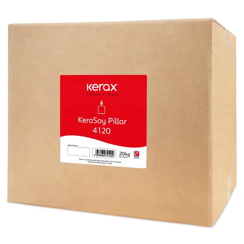 Sojawachs 20 kg Kerasoy 4120 für Kerzen - Hochwertiges Sojawachs in Beige, ideal für das Gießen von Stumpenkerzen. Die praktische Pelletform ermöglicht eine einfache Handhabung und gleichmäßiges Schmelzen.