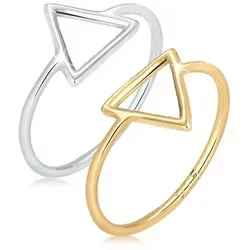 Elli Ring-Set Elli Ring Set Trend Dreieck Bi-Color 925 Silber vergoldet, Bi Color_Tri Color silberfarben 58