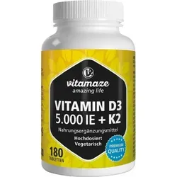 Vitamin D3 K2 5000 I.E. Hochdosiert Tabletten - Hochdosierte Nahrungsergänzungsmittel für starke Knochen und ein gesundes Immunsystem, erhältlich in Ihrer Versandapotheke apodiscounter.