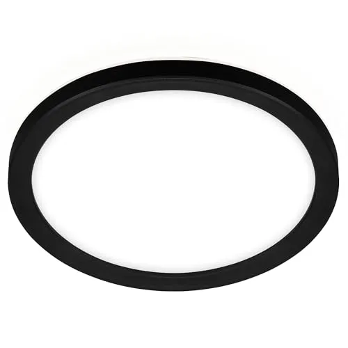 BRILONER - LED Deckenlampe mit indirektem Licht, flach, neutralweiße Lichtfarbe, Lampe, Deckenleuchte, Wohnzimmerlampe, LED Panel, Küchenlampe, Deckenbeleuchtung, 19x2,8 cm, Schwarz