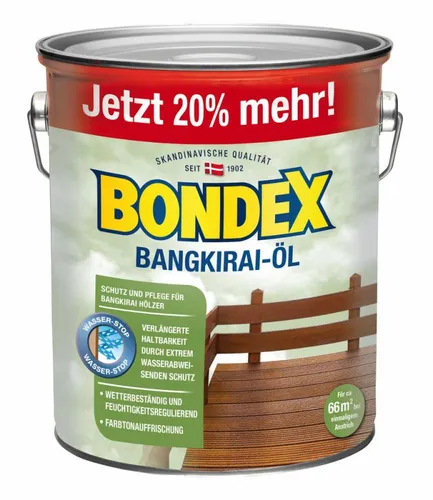 Bondex Bangkirai Öl 3,00 l - Optimaler Schutz für Bangkirai Holz - Holzöle für langlebigen Schutz und Pflege, ideal für Bangkirai Terrassen und Möbel, sorgt für eine attraktive, wasserabweisende Oberfläche.