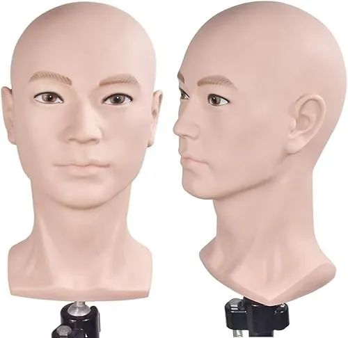 Ba Sha Trainingskopf Kosmetologie Mannequin Kopf Bald Mannequin Kopf für Perücken Herstellung Perücke Anzeige Hut Anzeige Brillen Anzeige mit Klemme