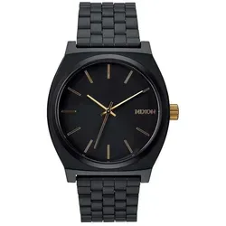 Nixon Orologio Time Teller matt black/gold - Armbanduhr für Erwachsene Unisex mit elegantem, wasserdichtem Design bis 100m. Robustes Edelstahlarmband und stilvolles analoges Zifferblatt in Schwarz.