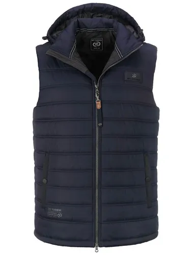 Dry Fashion Herren Steppweste Jever - Leichte Weste mit abnehmbarer Kapuze in Navy Größe S - Herren-Westen, wind- und wasserabweisend für optimalen Witterungsschutz, ideal für Outdoor-Aktivitäten und wechselhaftes Wetter.