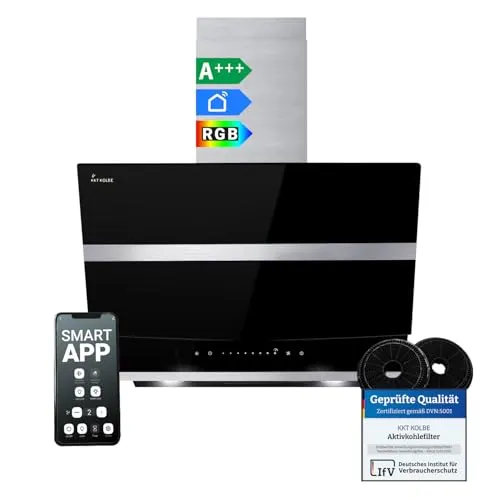 KKT KOLBE HERMES6005SM Dunstabzugshaube 60cm - Dunstabzugshaube mit kopffreiem Design, RGBW-LED-Beleuchtung und WiFi-App-Steuerung. Ideal für moderne Küchen.