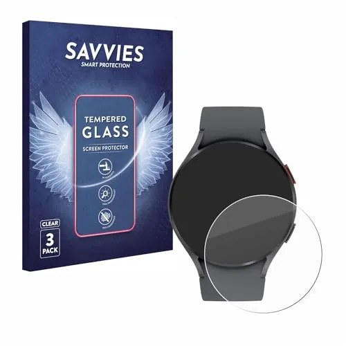 Savvies Panzer Schutz Glas für Samsung Galaxy Watch 5 (44mm) (3 Stück) 9H Hartglas, Anti-Fingerprint, Displayschutz