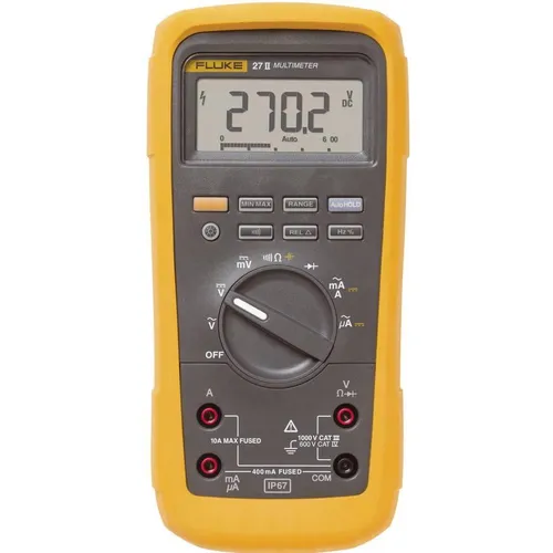 Fluke 27II Hand-Multimeter digital - Wasserdicht und robust - Multimeter für Elektroinstallation, IP67 wasserdicht, ideal für extreme Bedingungen und präzise Fehlersuche.