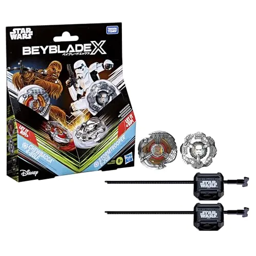 Hasbro Beyblade X & Star Wars: Chewbacca vs. Sturmtruppler - Erlebe spannende Battles mit den Beyblade X Kreiseln! Chewbacca und Sturmtruppler treten in rasanten Duellen gegeneinander an – einfach zusammenbauen und die Action starten!