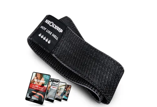 NEOLYMP Trainingsband Minibänder einzeln MB310 Stufe 5, 15 – 20 kg, Schwarz, Naturfasern, komfortabel, mit E-Book, langlebig, hygienisch, waschbar