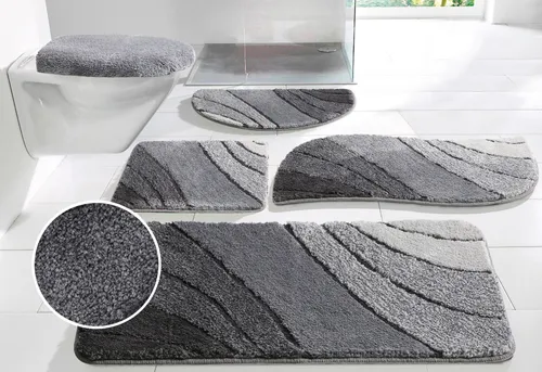 Otto Home Badematte "Josie, Badvorleger, Badezimmer Teppich" Gr. 2, grau (verlauf anthrazit), rechteckig (50cm x 90cm ), 1 Stk.