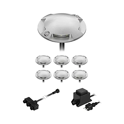 ledscom.de LED Boden-Aufbau-Leuchte Bunda, 4-flammig, für außen, befahrbar, kalt-weiß, 7er Set - Blendfreies Licht für Ihren Außenbereich: Die Bunda 4-flammige LED Bodenleuchte bietet eine robuste Bauweise, die bis zu 1.000 kg belastbar ist. Ideal für Terrassen und Einfahrten. Einfaches Stecksystem für schnelle Installation.