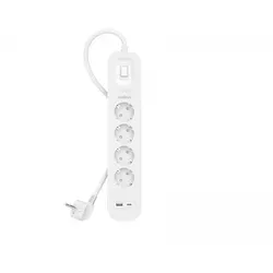 Belkin 4-Fach Steckdosenleiste mit USB-A + USB-C Port, 525J, 18 W - Sichere 4-fach Steckdosenleiste mit Überspannungsschutz und praktischen USB-Anschlüssen. Ideal für schnelles Laden von Geräten mit USB-C PD und 2 Metern Kabellänge für flexible Nutzung.