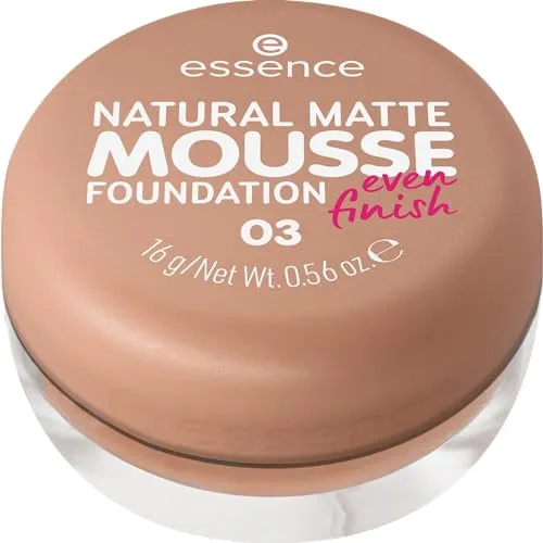 essence NATURAL MATTE MOUSSE FOUNDATION Nr. 03 - 16 g - Entdecke die essence NATURAL MATTE MOUSSE FOUNDATION für einen natürlichen, matten Teint. Die leichte Mousse-Textur lässt sich mühelos verblenden und sorgt für ein angenehmes Tragegefühl. Ideal für ein perfektes Finish!