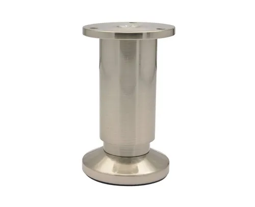 WAGNER design yourself Möbelfuß Möbelbein / Verstellfuß - DESIGN - Ø 40/60 x 100-120 mm, justierbar, Edelstahl-Optik nickel matt, inkl. Anschraubplatte Durchmesser Ø 60 mm