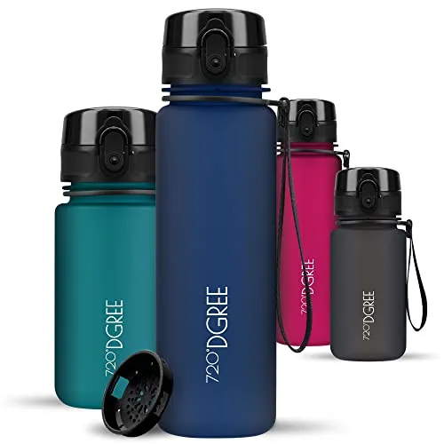 720°DGREE Trinkflasche Kinder 500ml “uberBottle“ softTouch +Sieb - Auslaufsicher, BPA-Frei - Flasche für Schule, Sport, Fitness - Wasserflasche aus Tritan - Schmal, Leicht, Stoßfest, Wiederverwendbar