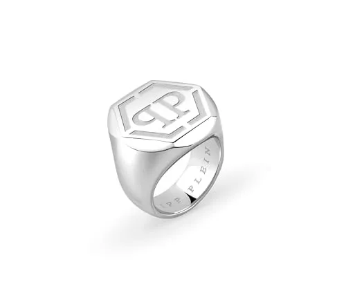 Philipp Plein Herren Ring Edelstahl Silber Plein Edge PJPEA01R, Ringgröße: 64 - Eleganter Fingerring aus hochwertigem Edelstahl von Philipp Plein. Teil der PLEIN EDGE Collection, mit markantem PP Logo und einer Breite von ca. 2,7 cm - ideal für stilbewusste Männer.